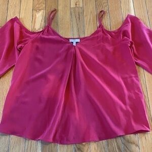 Joie Cold Shoulder Blouse Top Red Sz Small Silk